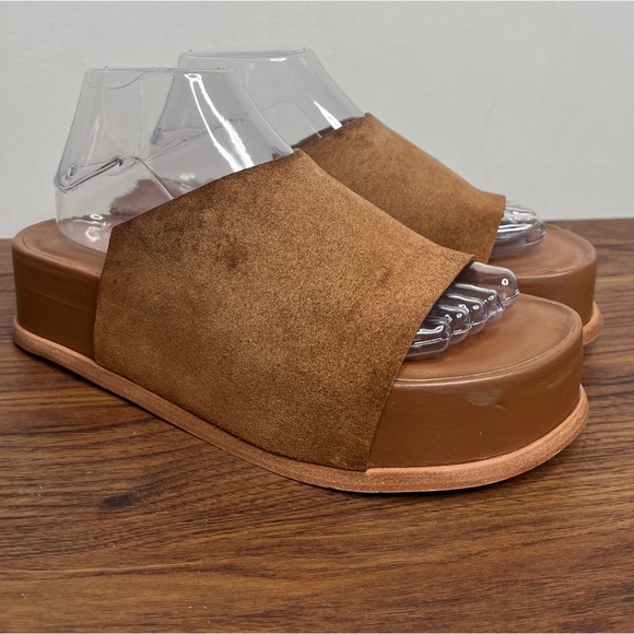 Wal & Pai Stone EU Size 41/10.5 Platform Sandals Tan Leather Suede Boho Earthy - Picture 12 of 13